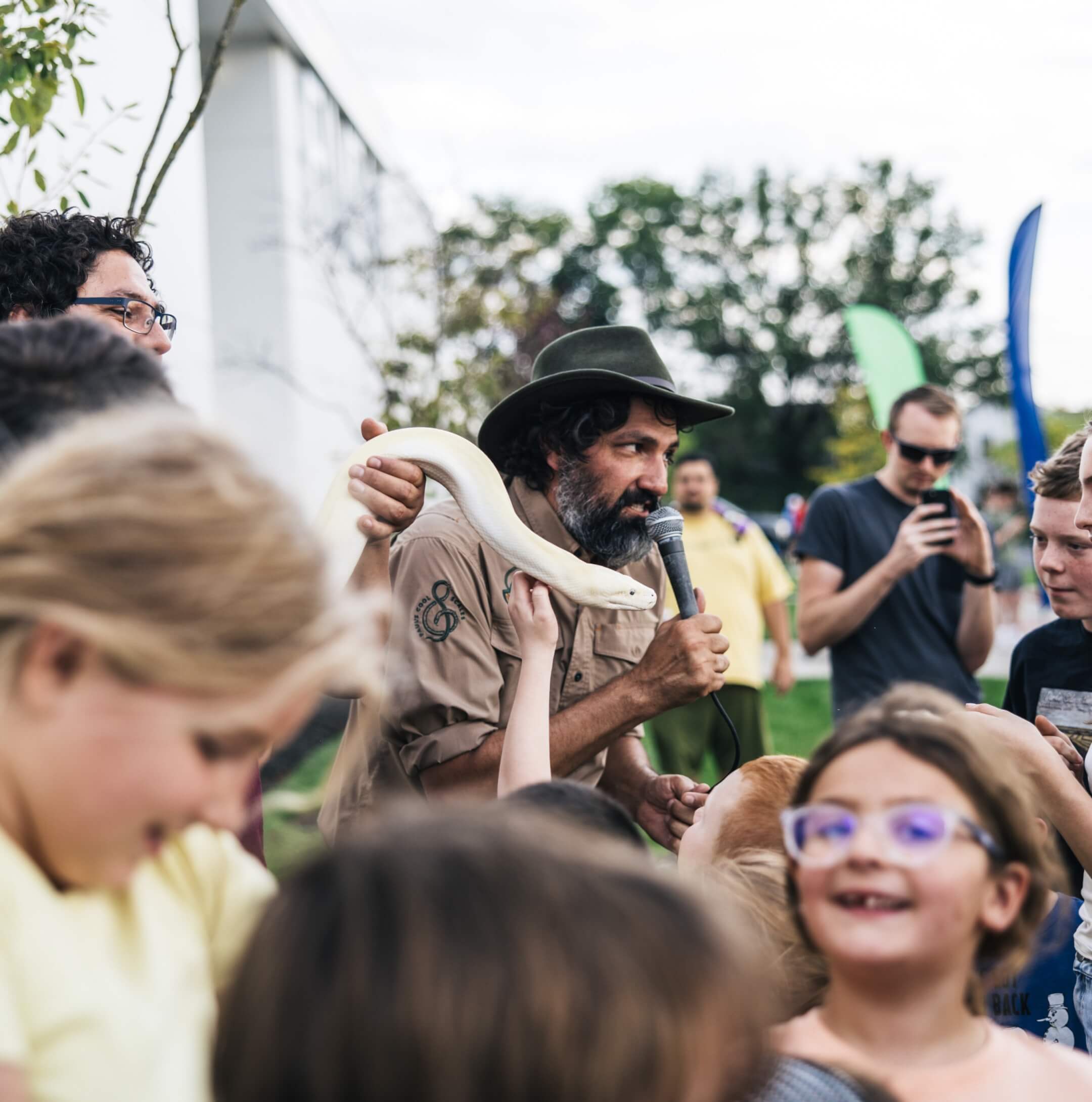 Hands-on tortoise encounter at a Reptile Adventures event